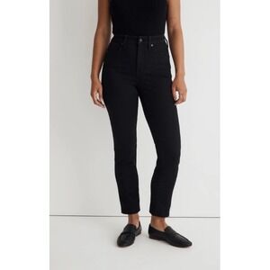 Madewell Curvy Stovepipe Jeans High Rise Straight Leg Faded Black Denim Size 27